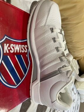 K-Swiss White and Gray Athletic Sneakers